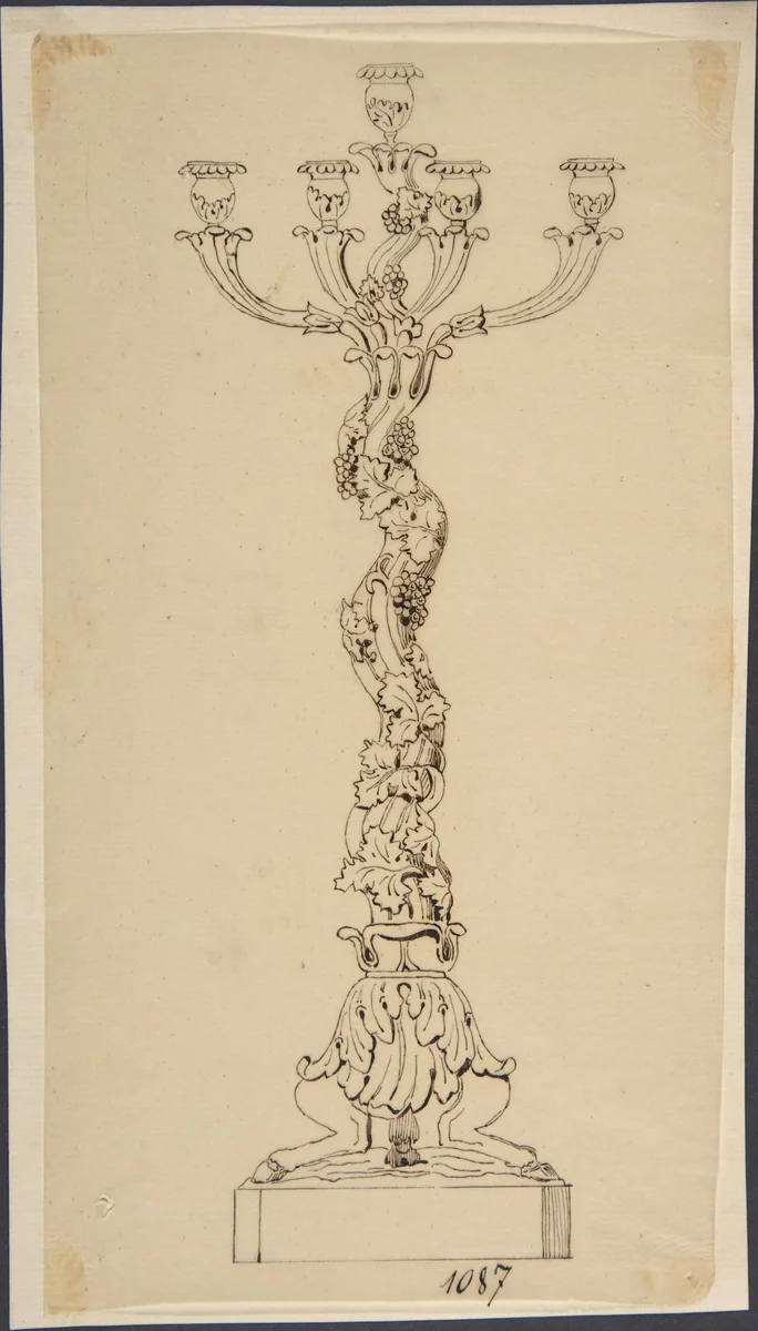 Design for a Candelabra by anonymous, drawing, 1800-1899