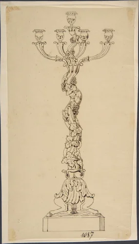 Design for a Candelabra by anonymous, drawing, 1800-1899