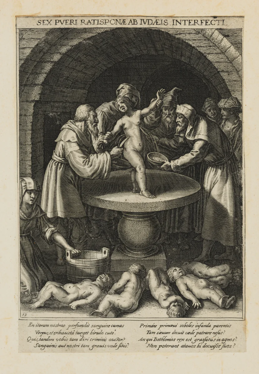 Six Children Killed in Regensburg, from Bavaria Sancta: The Life and Martyrdom of Holy Men and Women (Vol. III) by Raphael Sadeler II, print, 1627