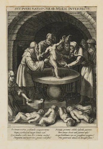 Six Children Killed in Regensburg, from Bavaria Sancta: The Life and Martyrdom of Holy Men and Women (Vol. III) by Raphael Sadeler II, print, 1627
