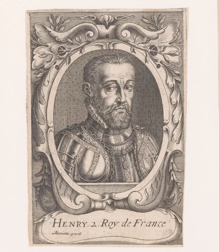Portret van Hendrik II van Frankrijk by Balthazar Moncornet, print, 1610-1668