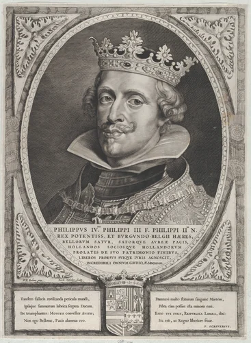 Portrait of Philip IV, King of Spain, from 'Counts and Countesses of Holland, Zeeland, and West-Frisia' by Cornelis Visscher, print, 1650