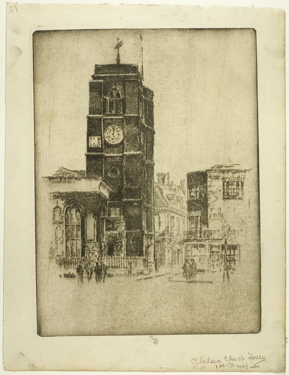 Chelsea Church Tower by Joseph Pennell, print, 1905