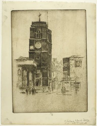 Chelsea Church Tower by Joseph Pennell, print, 1905
