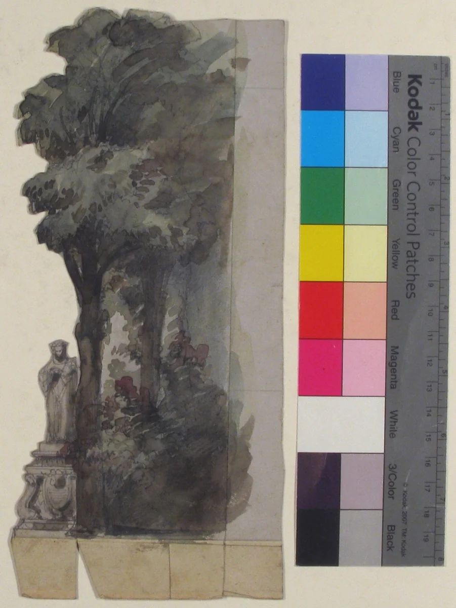 Design for a Stage Set at the Opéra, Paris by Eugène Cicéri, drawing, 1830-1890