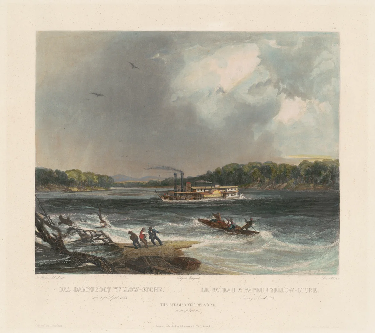 The Steamer Yellow-stone by Karl Bodmer, print, 1834-1844