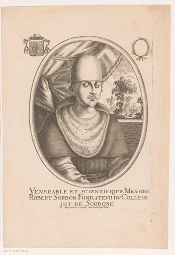 Portret van Robert de Sorbon by anonymous, print, 1610-1668