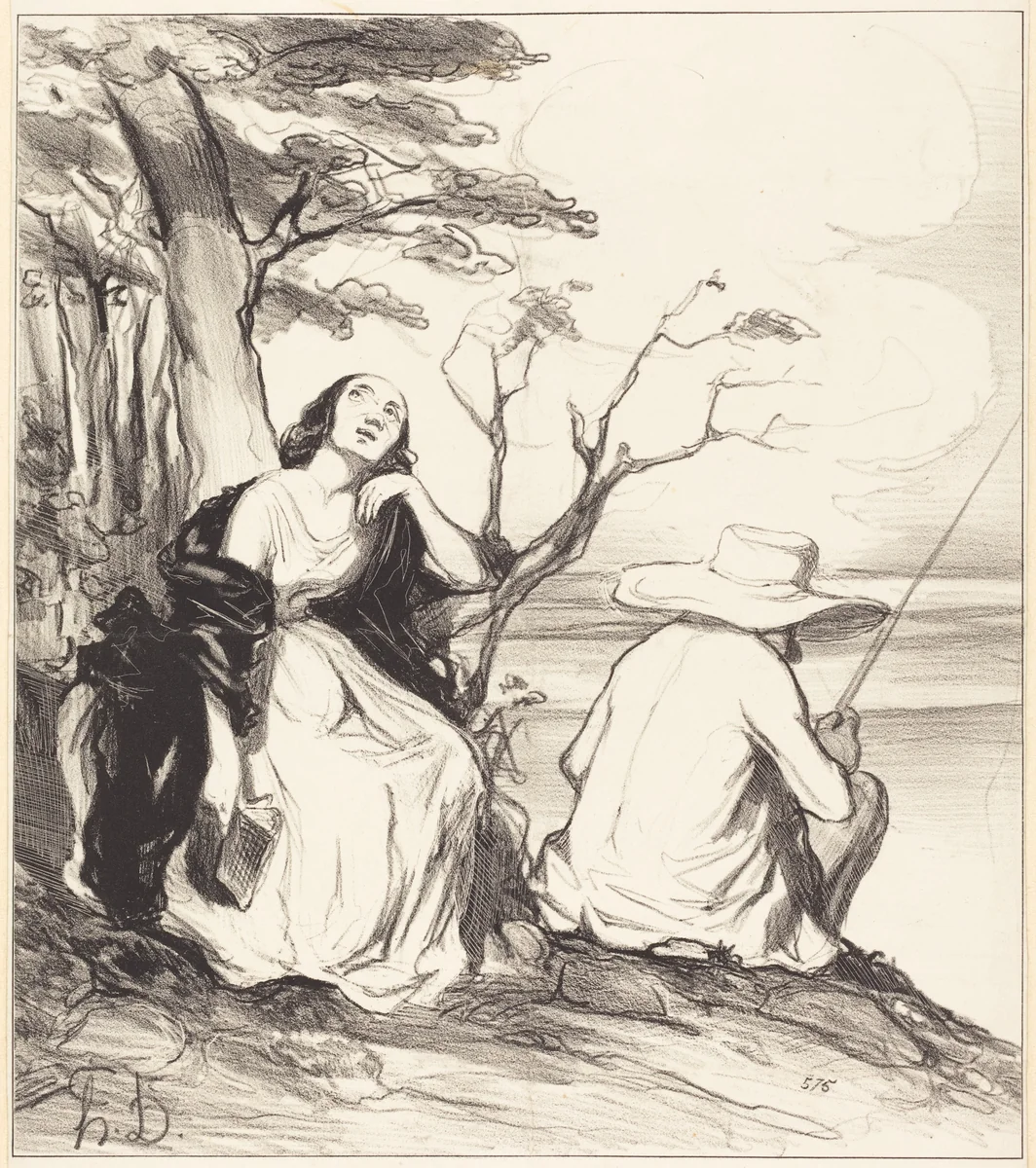 O douleur!... avoir rêvé... un époux... by Honoré Daumier, print, 1844