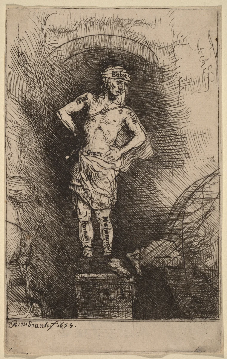 The Image Seen by Nebuchadnezzar by Rembrandt van Rijn, print, 1655