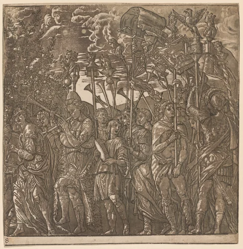 The Triumph of Julius Caesar: Soldiers Carrying Banners and Standards by Andrea Andreani, print, 1593-1599