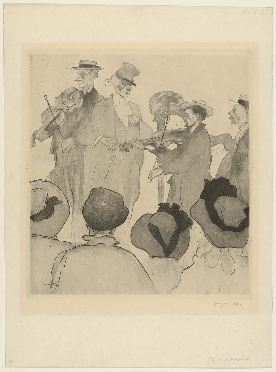 Concert on the Beach (Croquis de plage, mère et enfant) by Jacques Villon, print, 1907