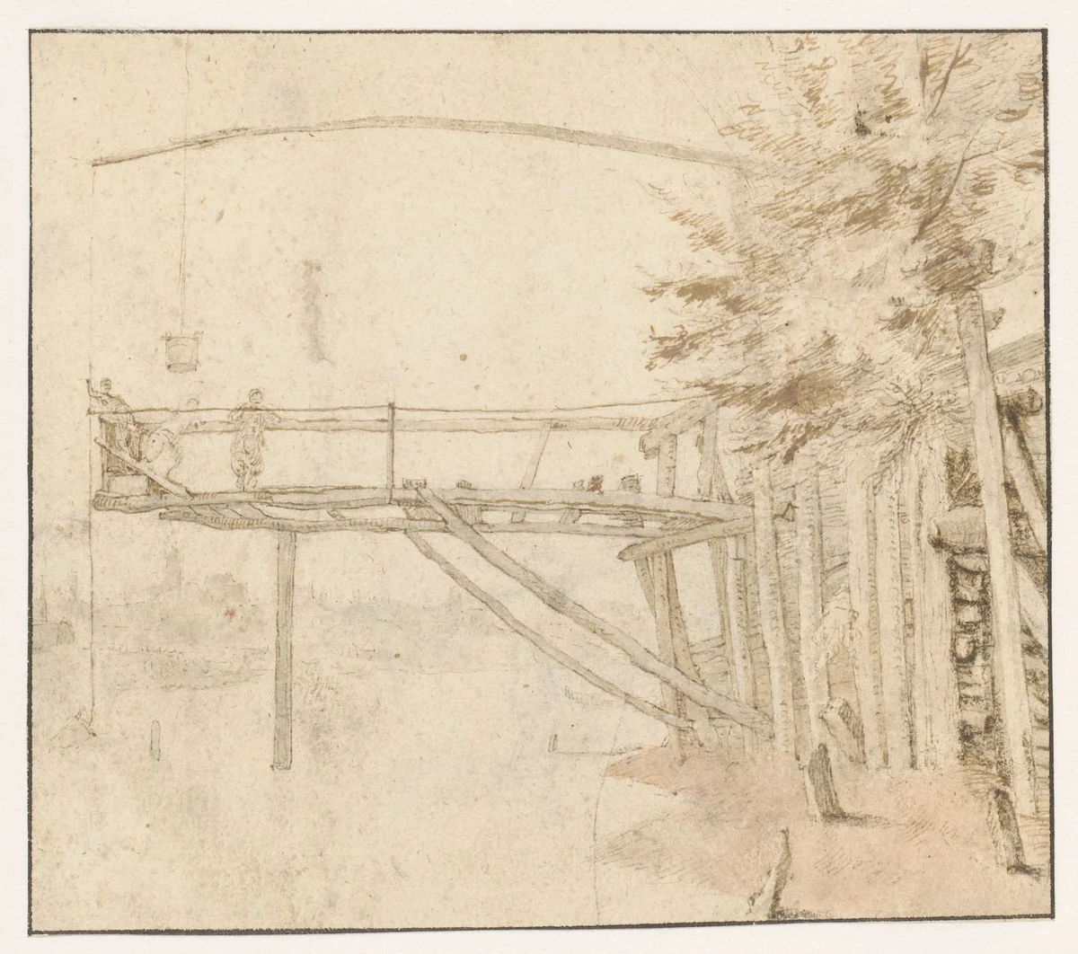 A Landing in the Moldau River by Paulus Willemsz. van Vianen, drawing, 1604-1609