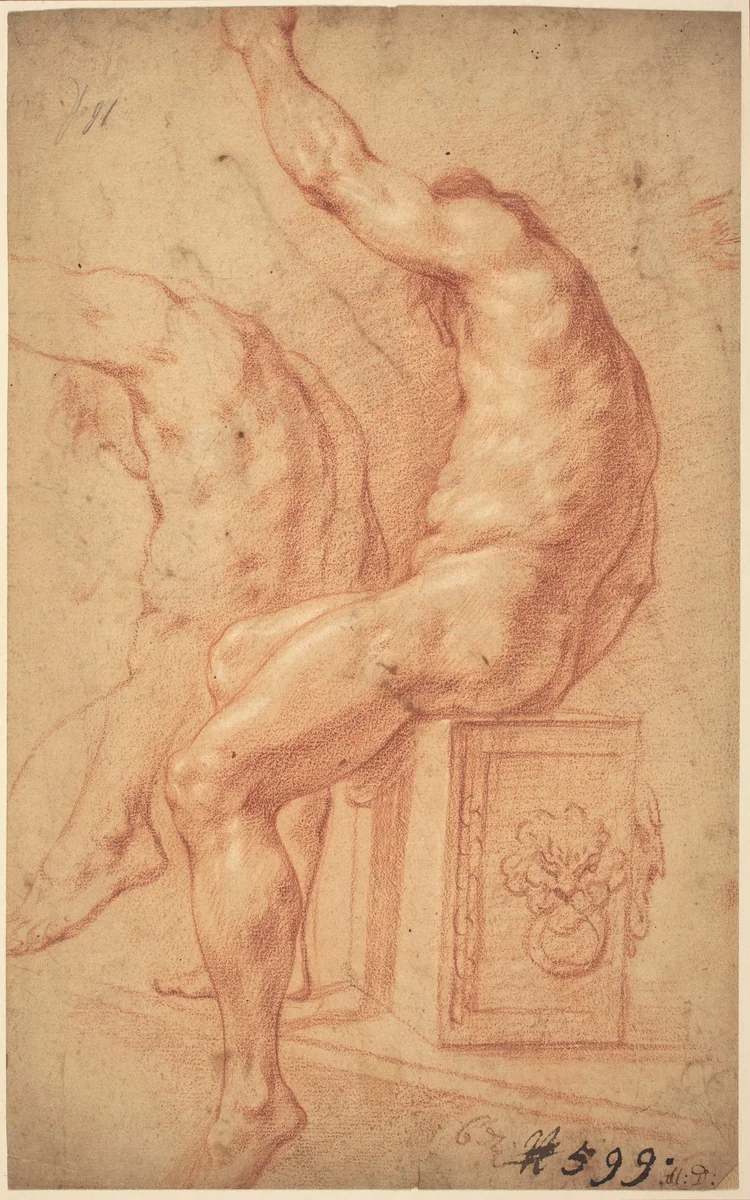 A Seated Nude by Italian 17th Century, drawing, 1600-1699
