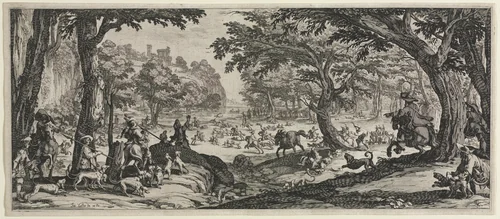 The Large Hunt by Jacques Callot, print, 1619