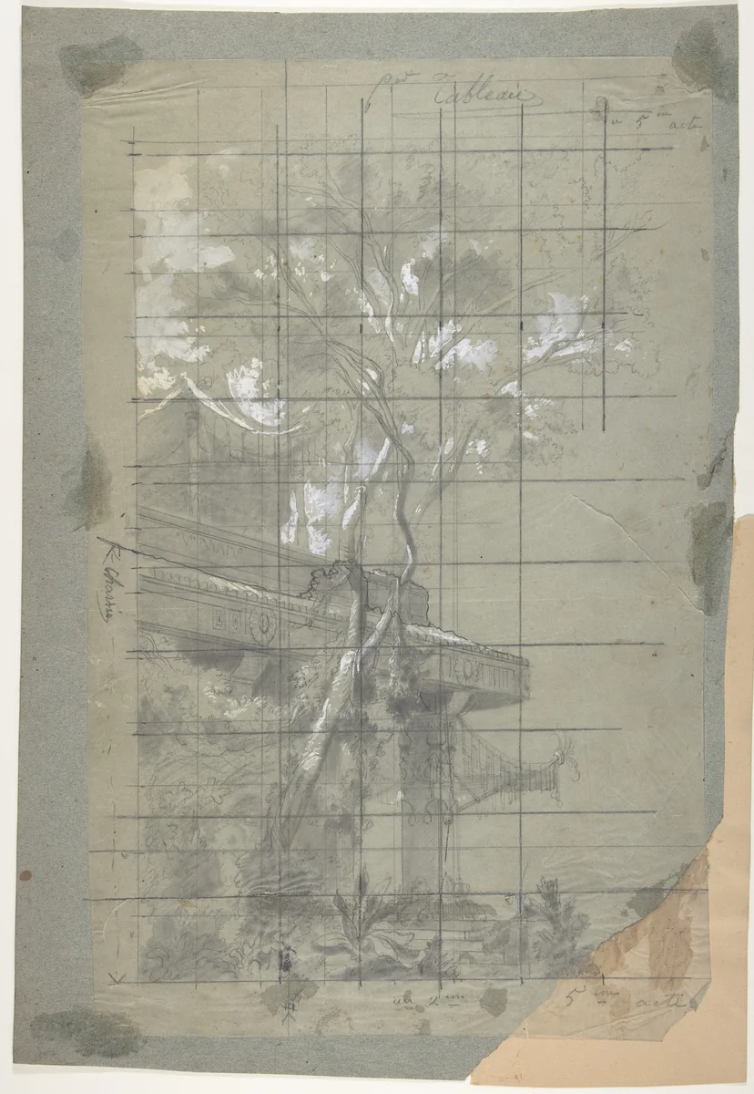 Design for a Stage Set at the Opéra, Paris by Eugène Cicéri, drawing, 1830-1890