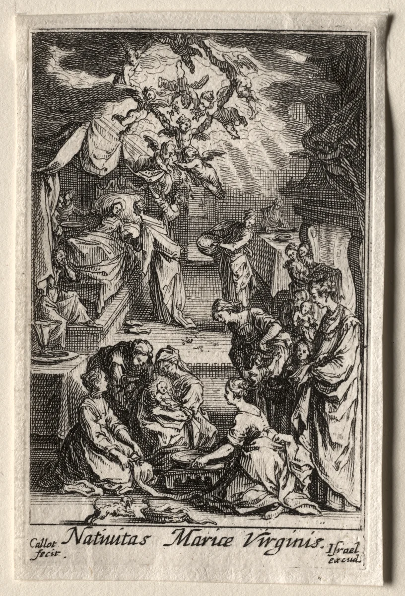 The Life of the Virgin: The Birth of the Virgin by Jacques Callot, print, 1628-1639