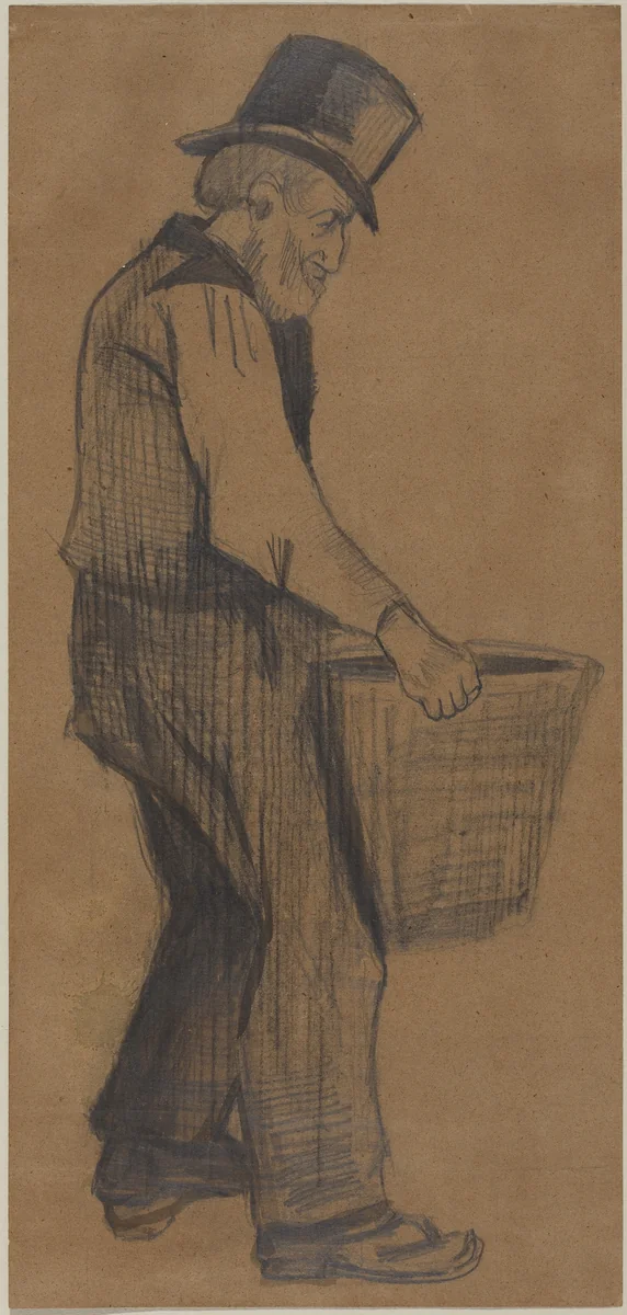 Old Man Carrying a Basket, Facing Right by Vincent van Gogh, drawing, 1882
