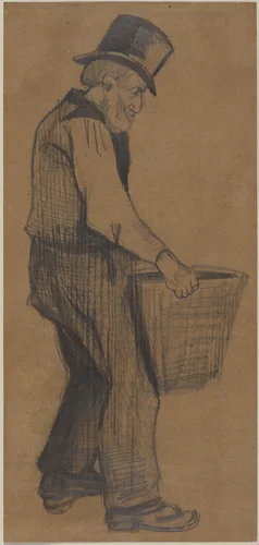Old Man Carrying a Basket, Facing Right by Vincent van Gogh, drawing, 1882