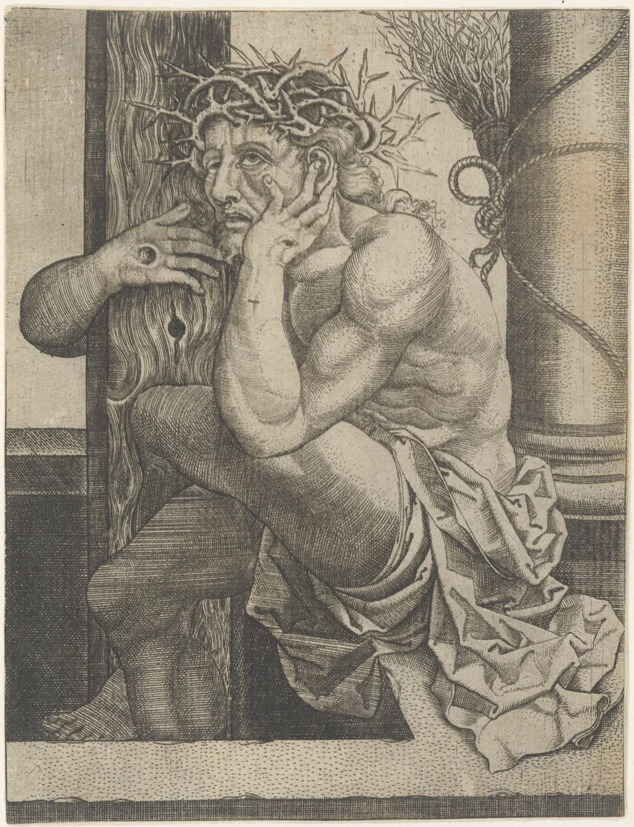Christ as the Man of Sorrows by Frans Crabbe van Espleghem, print, 1510-1530