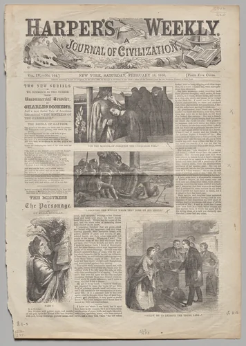 Untitled; "Allow Me to Examine the Young Lady" by Winslow Homer, print, 1860