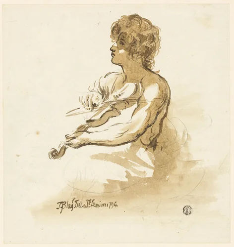 Young Violinist by Unknown Artist, drawing, 1794