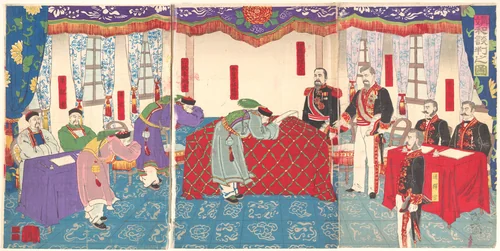 Negotiations after the Sino-Japanese War by Fuenken Tsuneshige, print, 1895