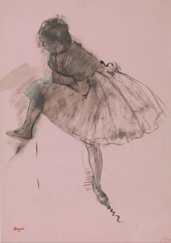 Study of a Ballet Dancer (recto); Two Studies of Dancers (verso) by Edgar Degas, drawing, 1873
