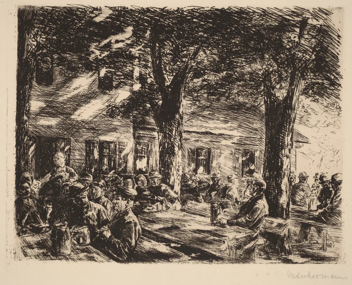 A Tavern Garden in Rosenheim by Max Liebermann, print, 1895