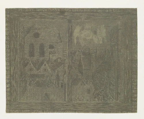 Uitzicht vanuit Segers’ huis op de Noorderkerk by Hercules Segers, print, 1622-1630