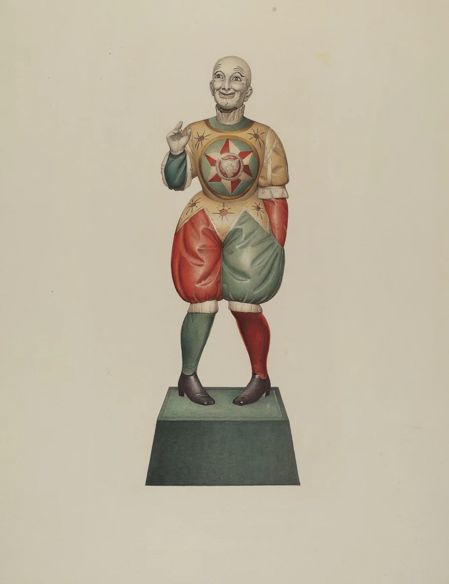 Cigar Store Figure: Clown by Robert Pohle, index of american design, 1939