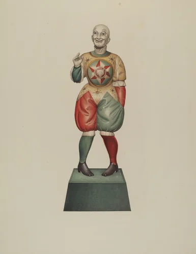 Cigar Store Figure: Clown by Robert Pohle, index of american design, 1939