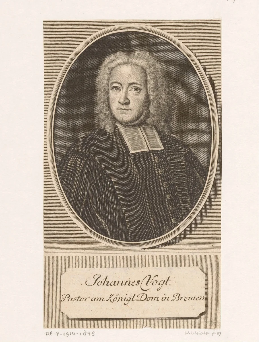 Portret van Johann Vogt by Johann Martin Bernigeroth, print, 1737