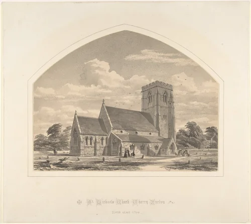 St. Michael's Church, Cherry Burton: North East View by Horace Jones, drawing, 1845-1850