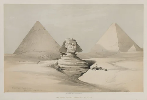 Egypt and Nubia, Volume I: The Great Sphinx, Pyramids of Gezeeh by Louis Haghe, print, 1846