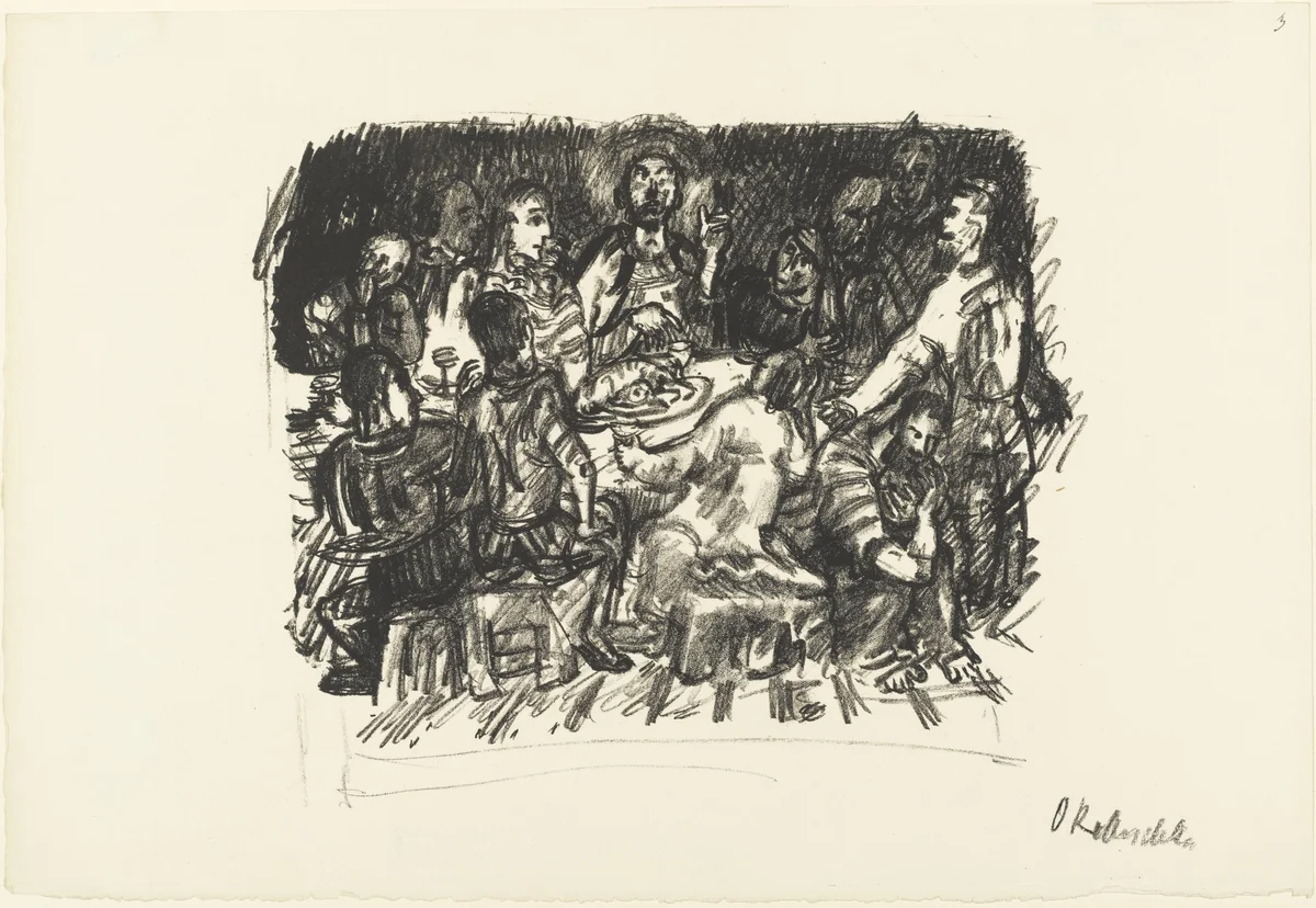 The Last Supper (Das Abendmahl) from the series The Passion (Die Passion) by Oskar Kokoschka, print, 1916