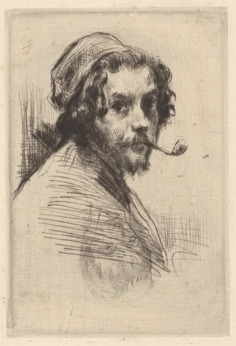 Zelfportret van Marcellin Gilbert Desboutin met pijp by Marcellin Gilbert Desboutin, print, 1895