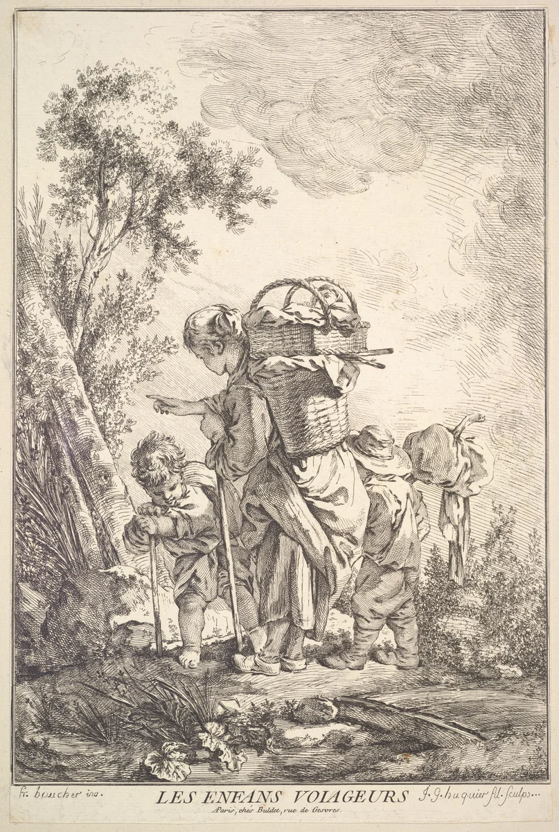 The Traveling Children by Jacques Gabriel Huquier, print, 1745-1800