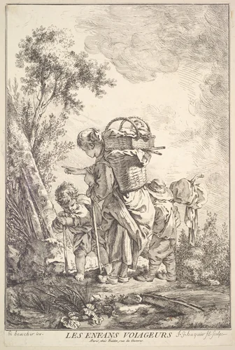 The Traveling Children by Jacques Gabriel Huquier, print, 1745-1800