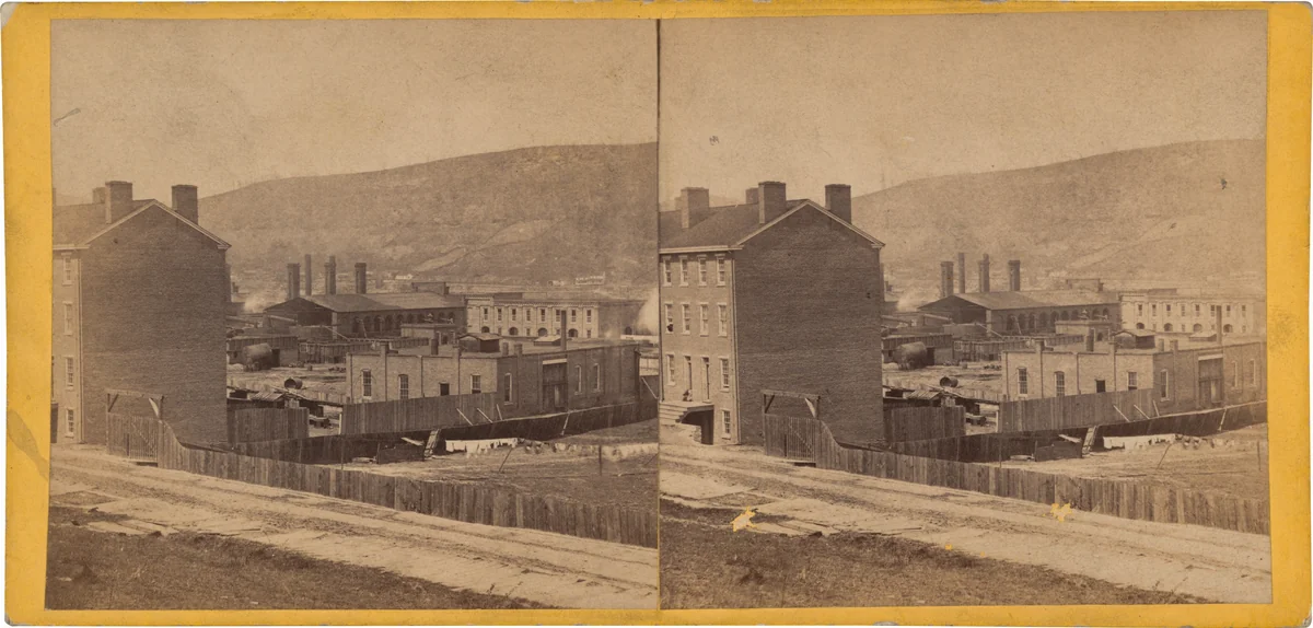 SE Birds eye view, Clark & Sumner, Standard Petroleum Refinery, Pittsburg, Pennsylvania by Thomas H. Johnson, photograph, 1860-1870
