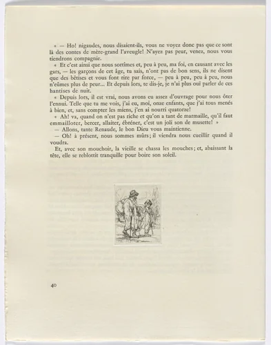 Frédéric Mistral: Mémoires et Recits by Frédéric Mistral: two figures walking (page 40) by Auguste Brouet, other, 1937