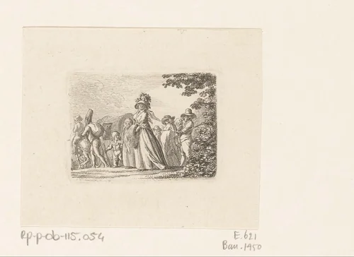 Landschap met Belgische emigranten by Daniel Nikolaus Chodowiecki, print, 1789