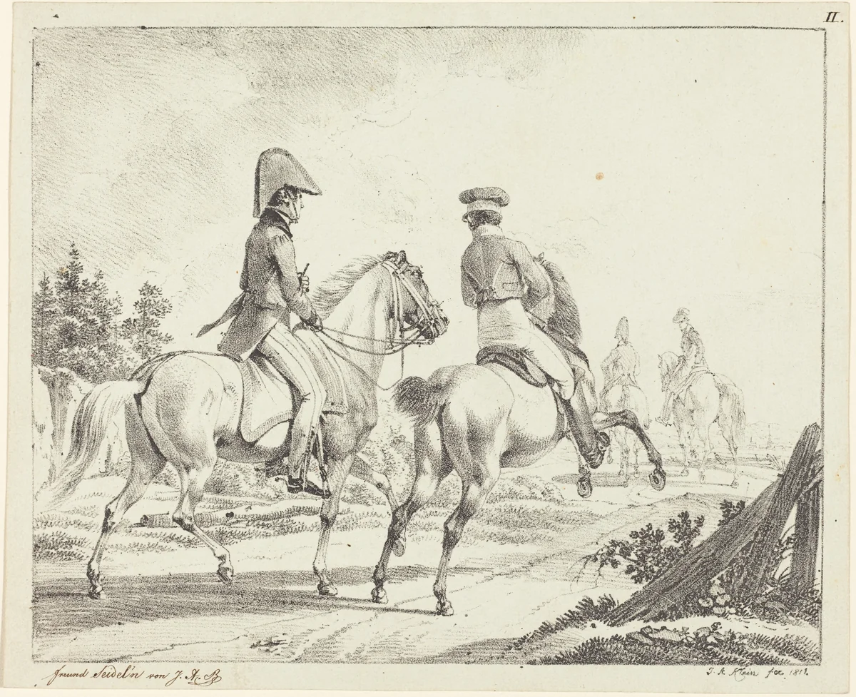 Erlangen Students on Horseback by Johann Adam Klein, print, 1811