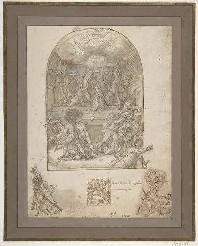 The Martyrdom of St. Catherine by Tiburzio Passarotti, drawing, 1577