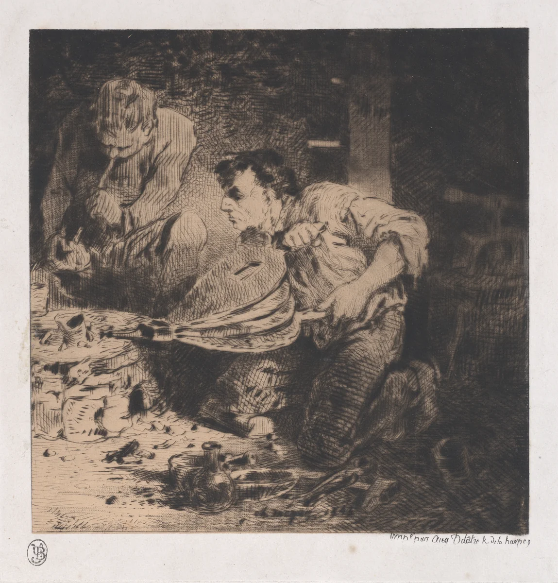 The Counterfeiters by Charles Jacque, print, 1843