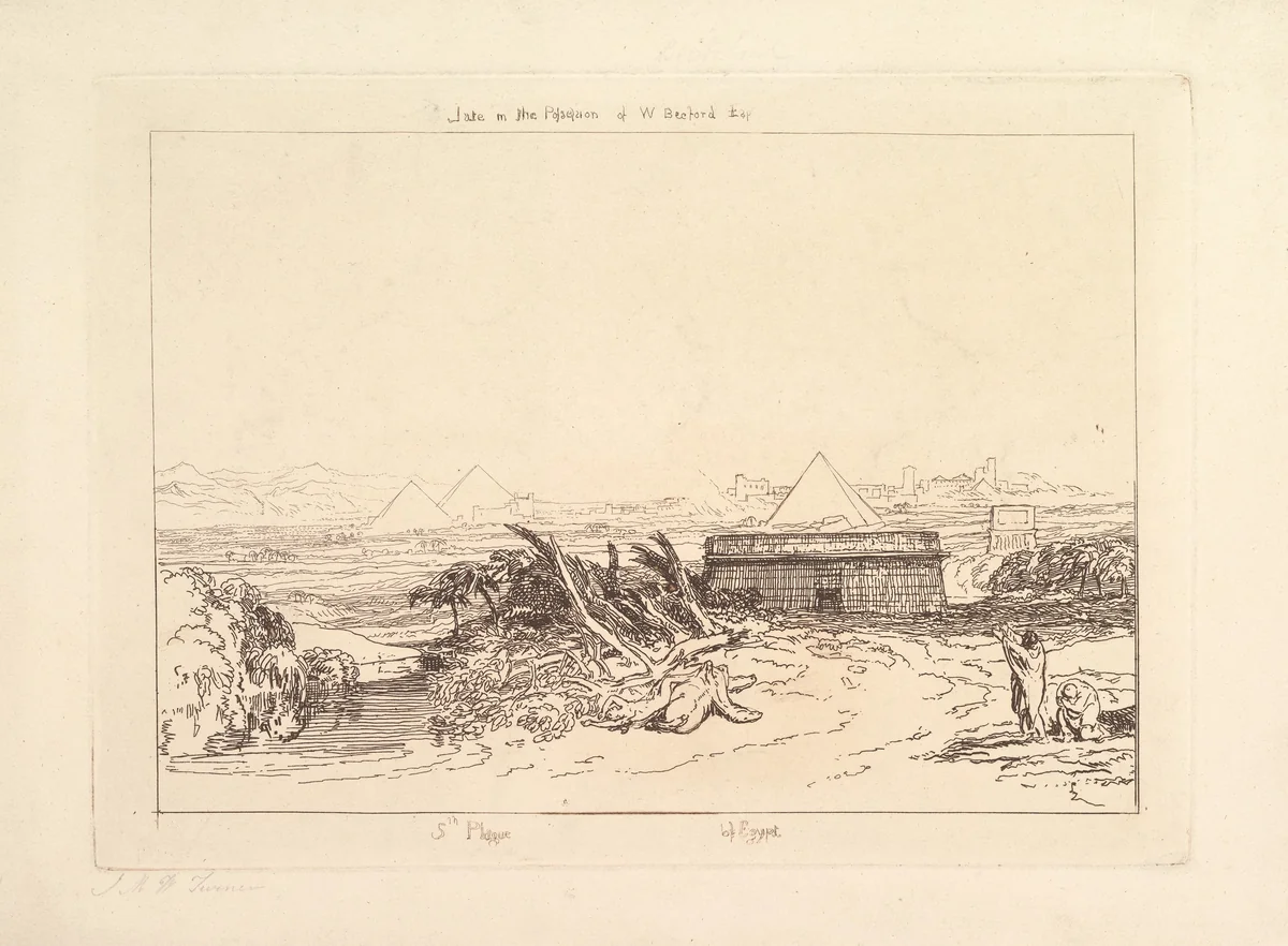 Fifth Plague of Egypt (Liber Studiorum, part III, plate 16) by Joseph Turner, print, 1808