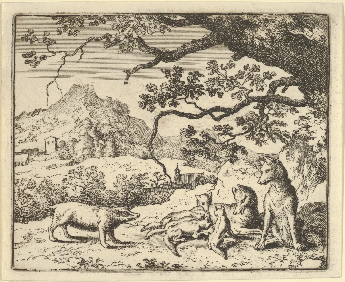 Renard Receives a New Citation from the Badger from Hendrick van Alcmar's Renard The Fox by Allart van Everdingen, print, 1650-1675