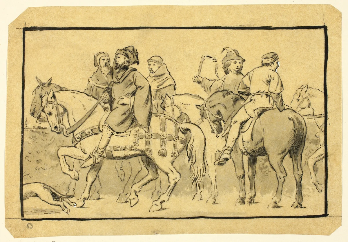 Canterbury Pilgrims by Henry Stacy Marks, drawing, 1849-1898