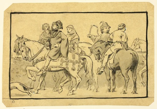 Canterbury Pilgrims by Henry Stacy Marks, drawing, 1849-1898