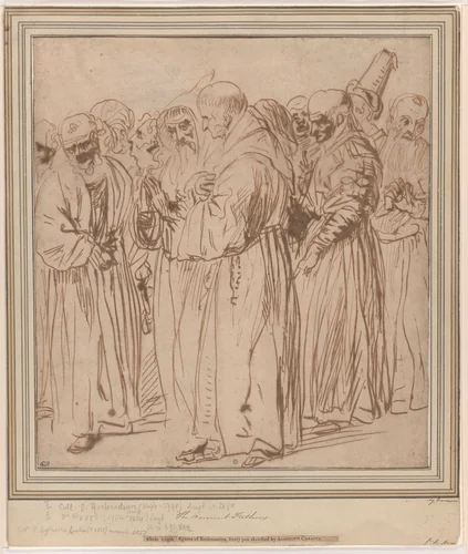 A Group of Standing Monks and other Figures by Jan Lievens, drawing, 1630-1640