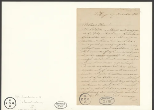 Brief van Charles Rochussen over het behoud van de Rijksakademie van Beeldende Kunsten by Charles Rochussen, other, 1868